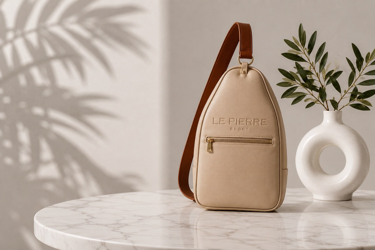 Le Pierre Sport sand-coloured padel bag